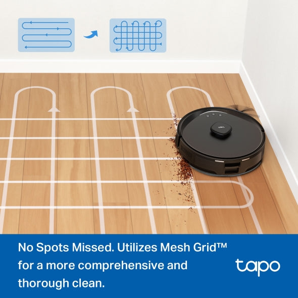 Tapo RV30 MAX - Robot Aspirador con 5300Pa, Doble Navegación LiDAR+IMU, Tasa de Recogida de Polvo Superior al 97%, IQ+ Smart Cleaning, Mapeo 3D, Control por Voz y App,sin Base de autovaciado,Negro