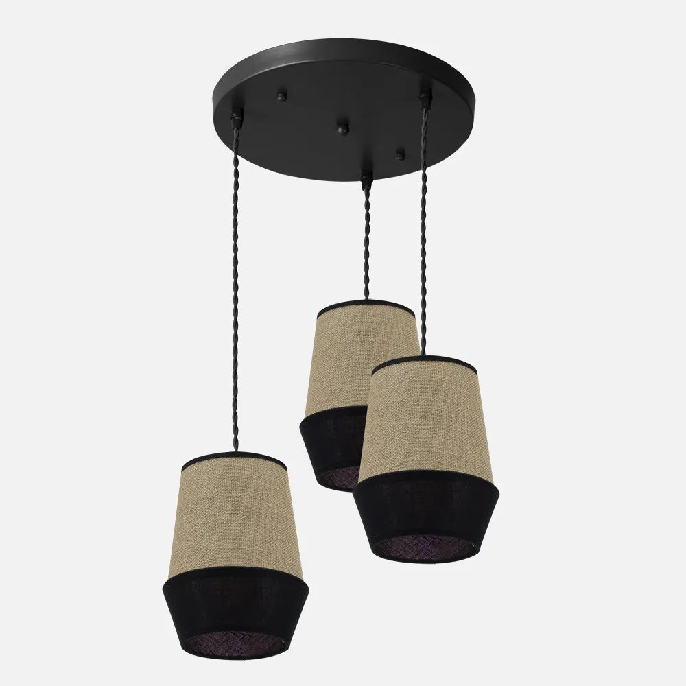 Lámpara de techo Plafón Campana 3xe27 Saco/negro Regulable x36x36 Cm