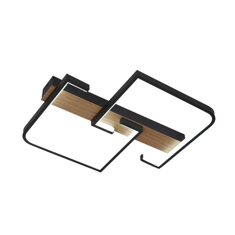 Lámpara Plafón Frondella 76w 3000-4000-6500k Negro/madera 8360 Lm Control remoto, memoria Y Regulación de intensidad 6x45x38cm