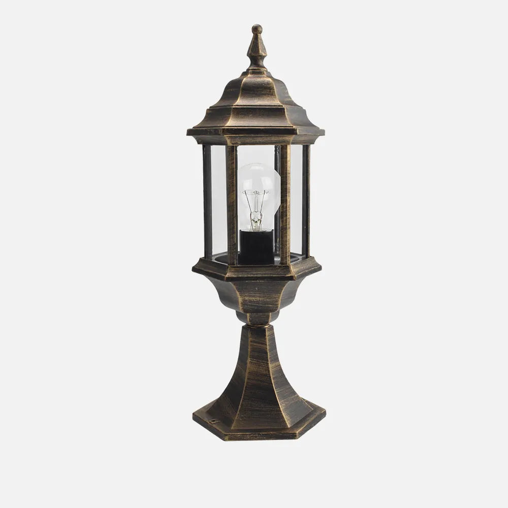 Sobremuro Exterior Aluminio Pollux 1xe27 Neg/oro 48,5x17x17 Cm Ip44