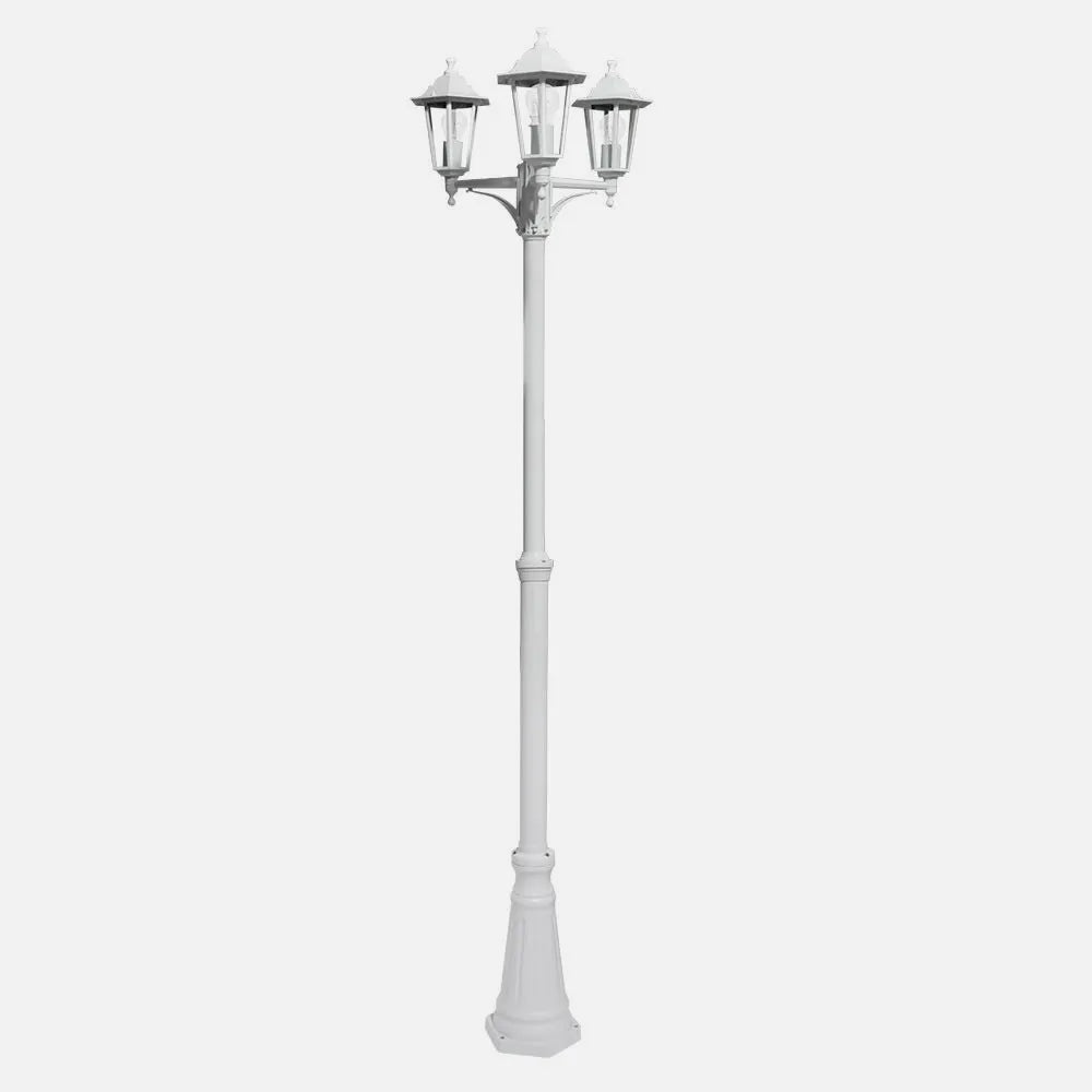 Farola Exterior Aluminio Auriga 3xe27 Blanco Ip44 220x62x62 Cm Regulable En Altura