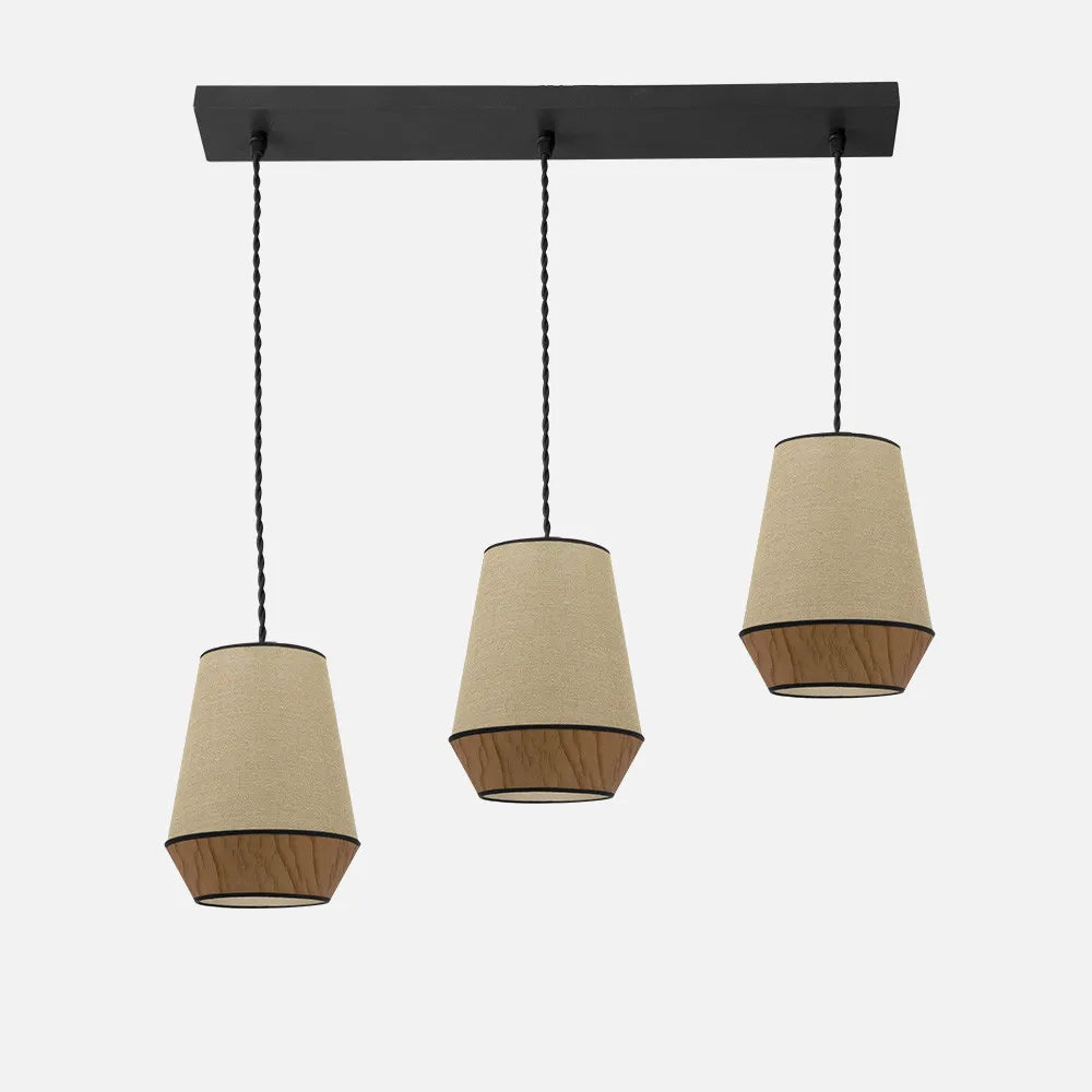Lámpara de techo Regleta Campana 3xe27 Saco/marrón Regulable x66x12 Cm