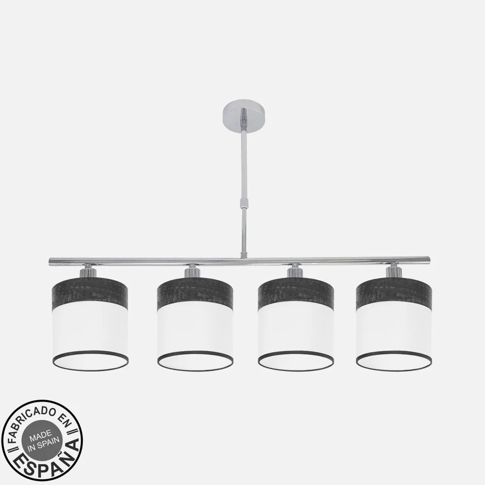 Lampara de techo Cloe 4xe14 Cromo/blanca-madera Negra Regulable x75x14 cm