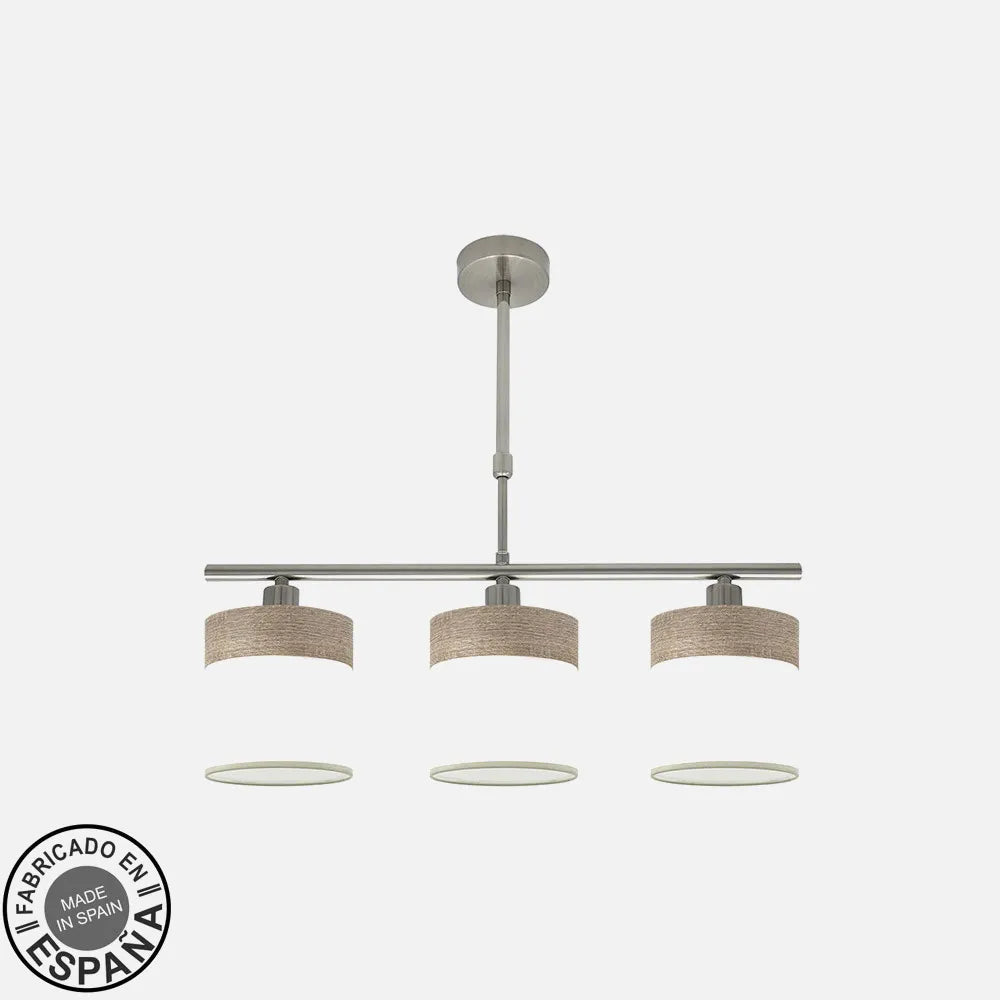 Lampara de techo Cloe 3xe14 Níquel/blanca-madera Gris Regulable x55x14 cm