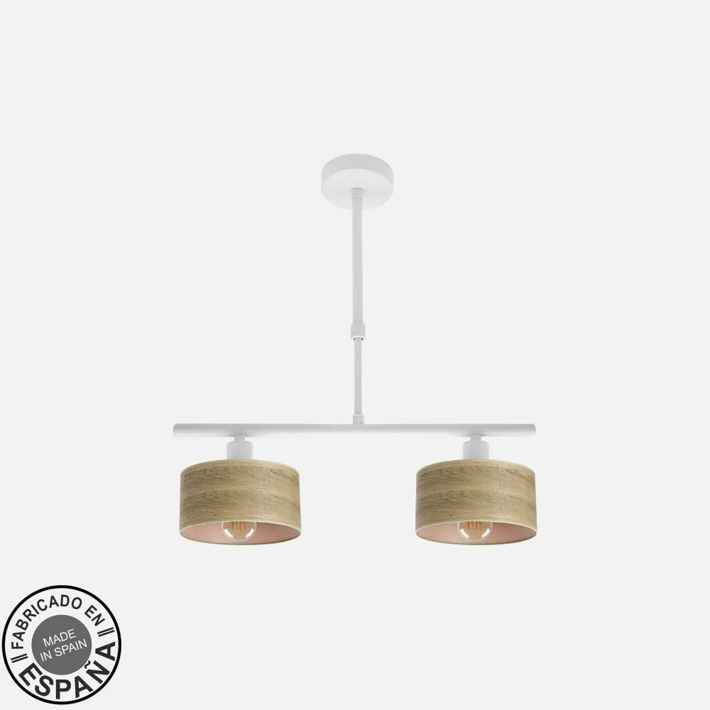 Lampara de techo Gilda 2xe14 Blanco/madera Clara Regulable x43x14 Cm