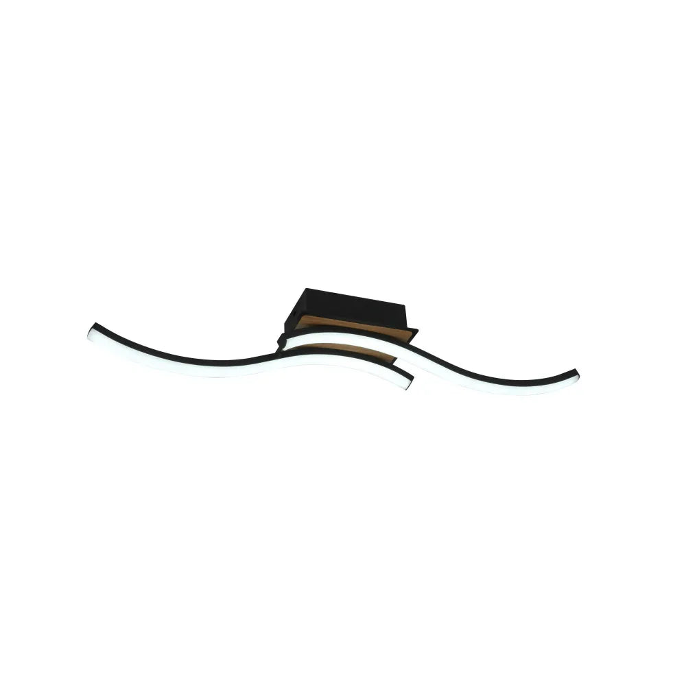 Lámpara plafón Murray 32w 3000-4000-6500k Negro/madera 3520lm Control remoto, memoria Y Regulación de intensidad 9,5x62x11cm