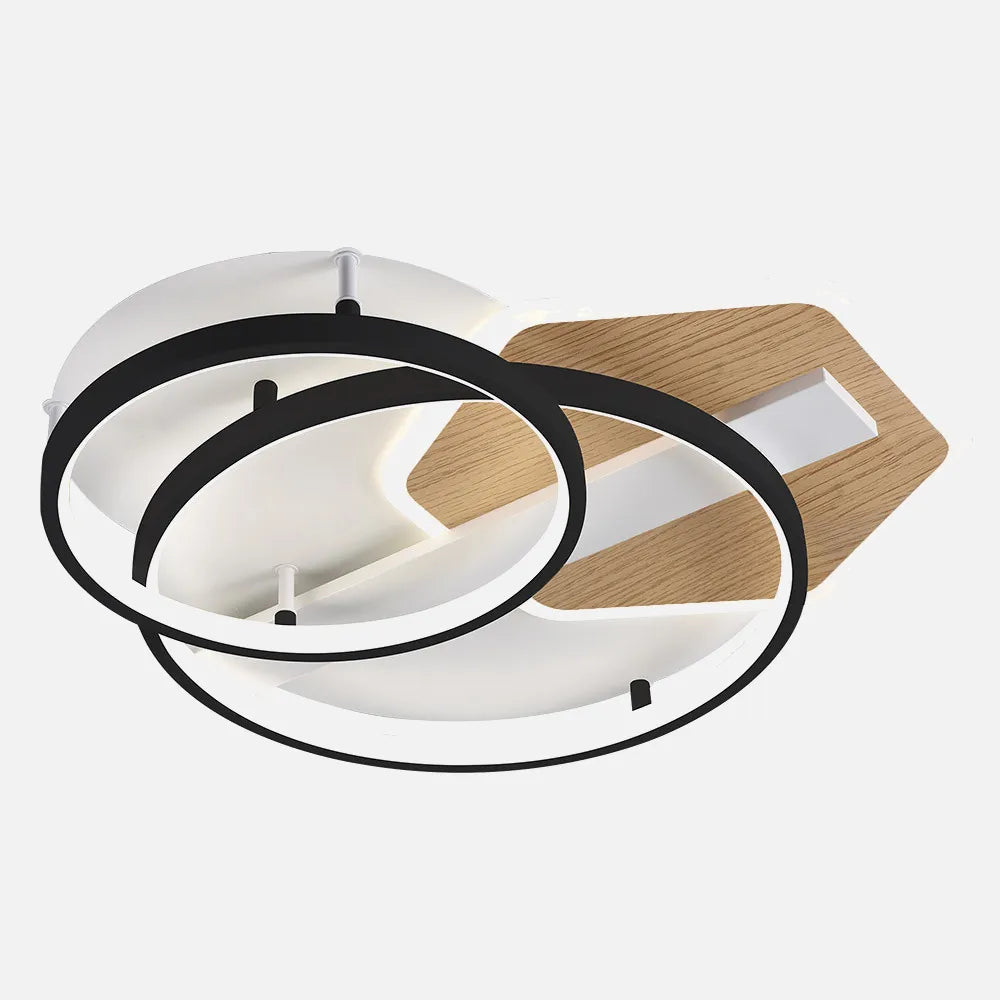 Lámpara Plafón Trofa Negro/madera 120w 3000-4000-6000k 9x50x50cm 10200lm Control remoto