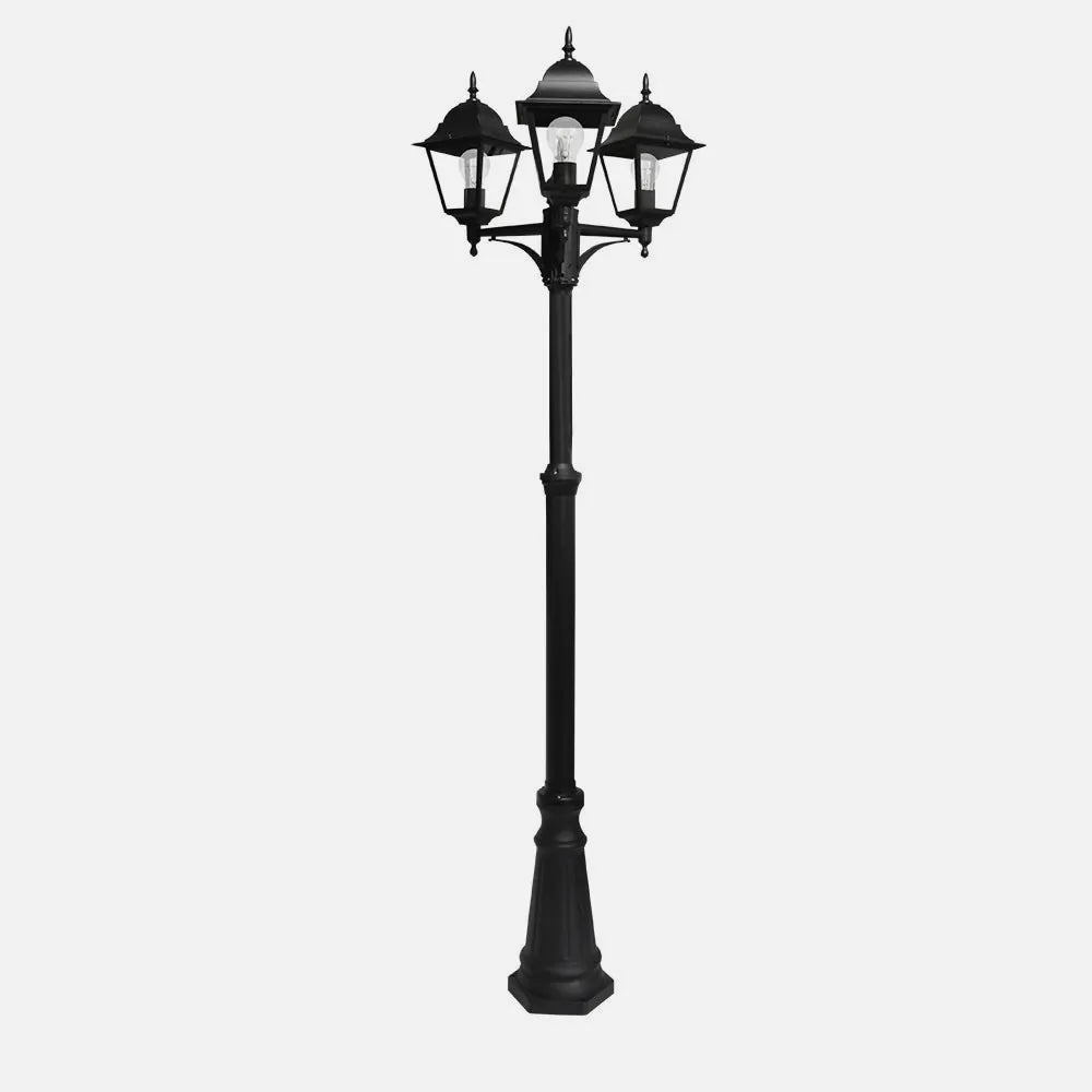Farola Exterior Aluminio Spica 3xe27 Negro Ip44 220x62x62 Cm Regulable En Altura