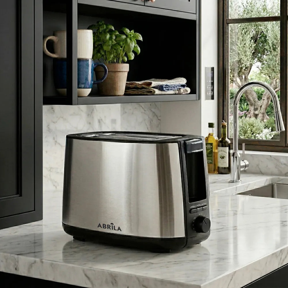 Abrila Tostador Pan Limia 750w Negro/plata 7niveles de tostado, descongelación, Apagado Automático, 2 ranuras. recogemigas, 17x26,5x15cm