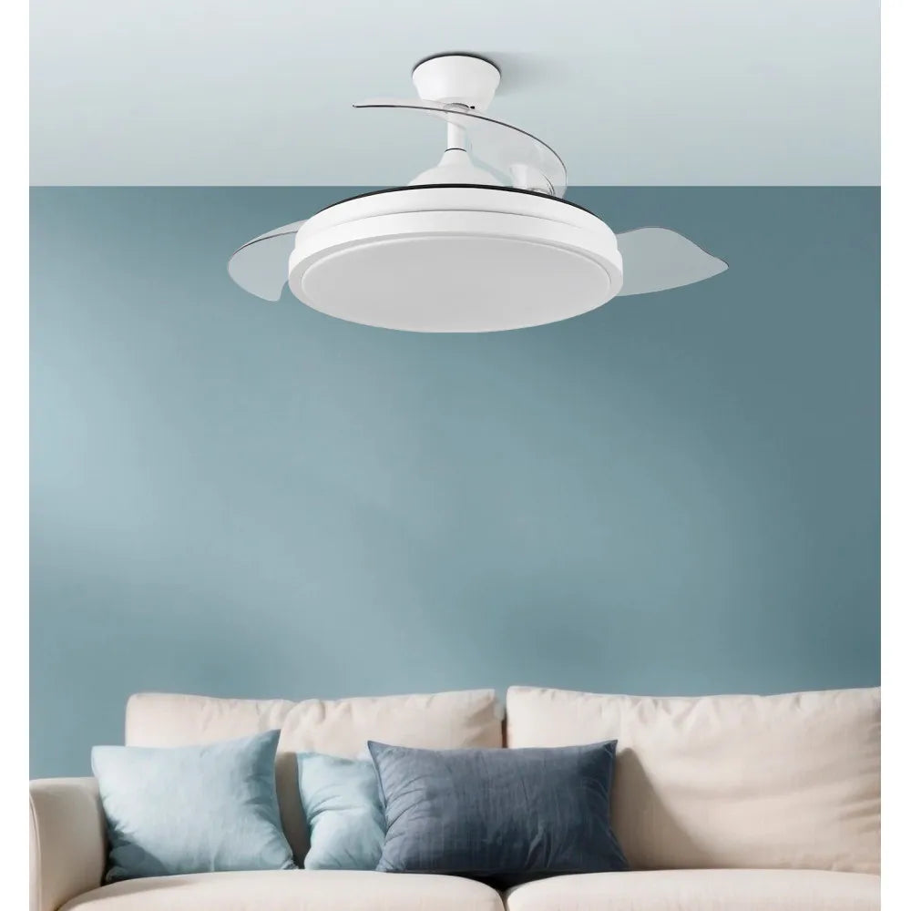 Ventilador retráctil DC Escorpion Mini 59w Blanc 3 aspas Regulación de Intensidad 91d 6980lm Remoto+temporizador+memoria 3000-4000-6000k
