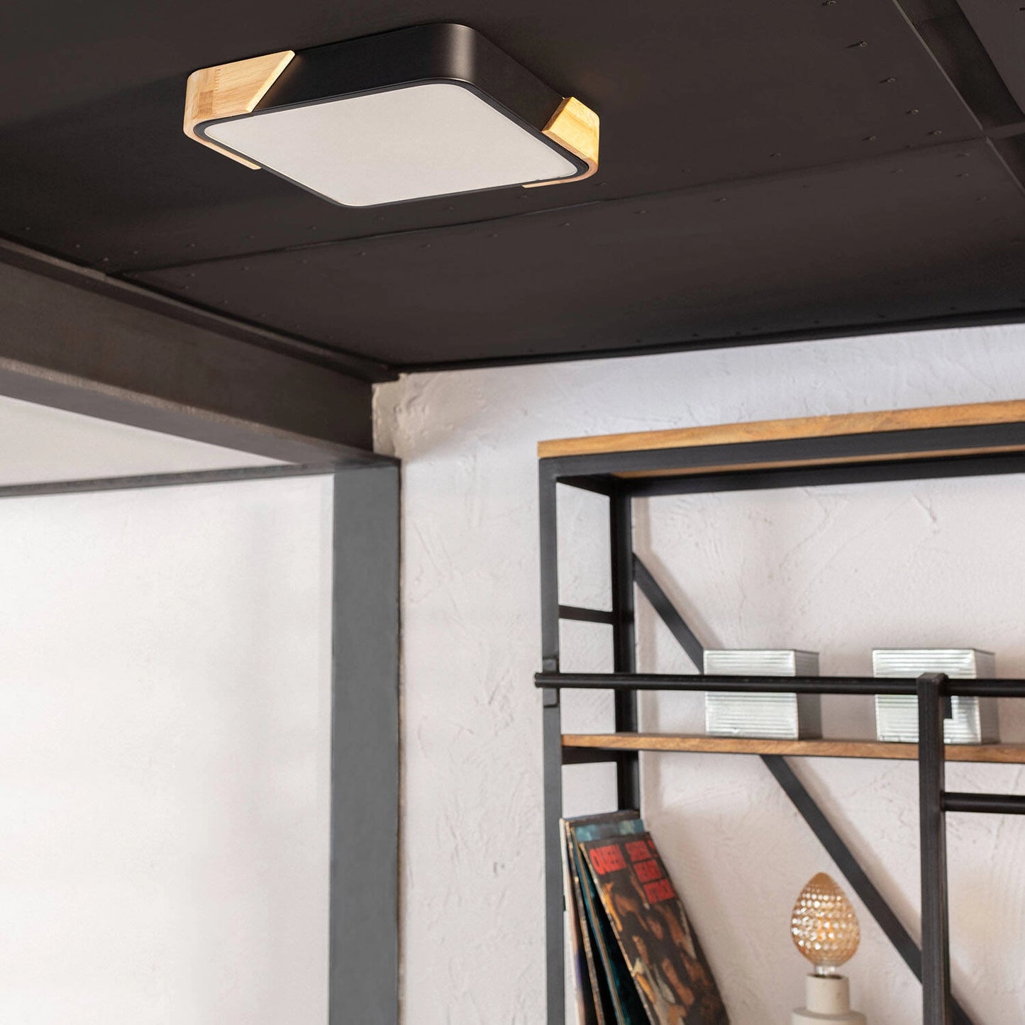 Plafón LED 18W Cuadrado Madera 325x325 mm CCT Seleccionable Semi-Dari