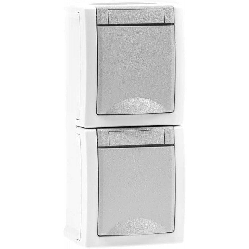 Conjunto vertical de toma de corriente doble con toma de tierra lateral 2p+t 16a 250v proteccion in
