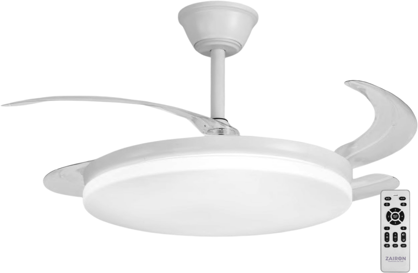 Ventilador de Techo Zairon Alba Blanco | LED 72W Ultra Potente y Motor DC Silencioso