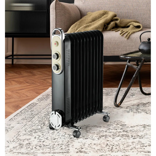 Radiador de Aceite Portátil Amarantus 2500W - 11 Módulos con Protección de Seguridad, Termostato y Asa de Transporte | 62.5x48x24 cm