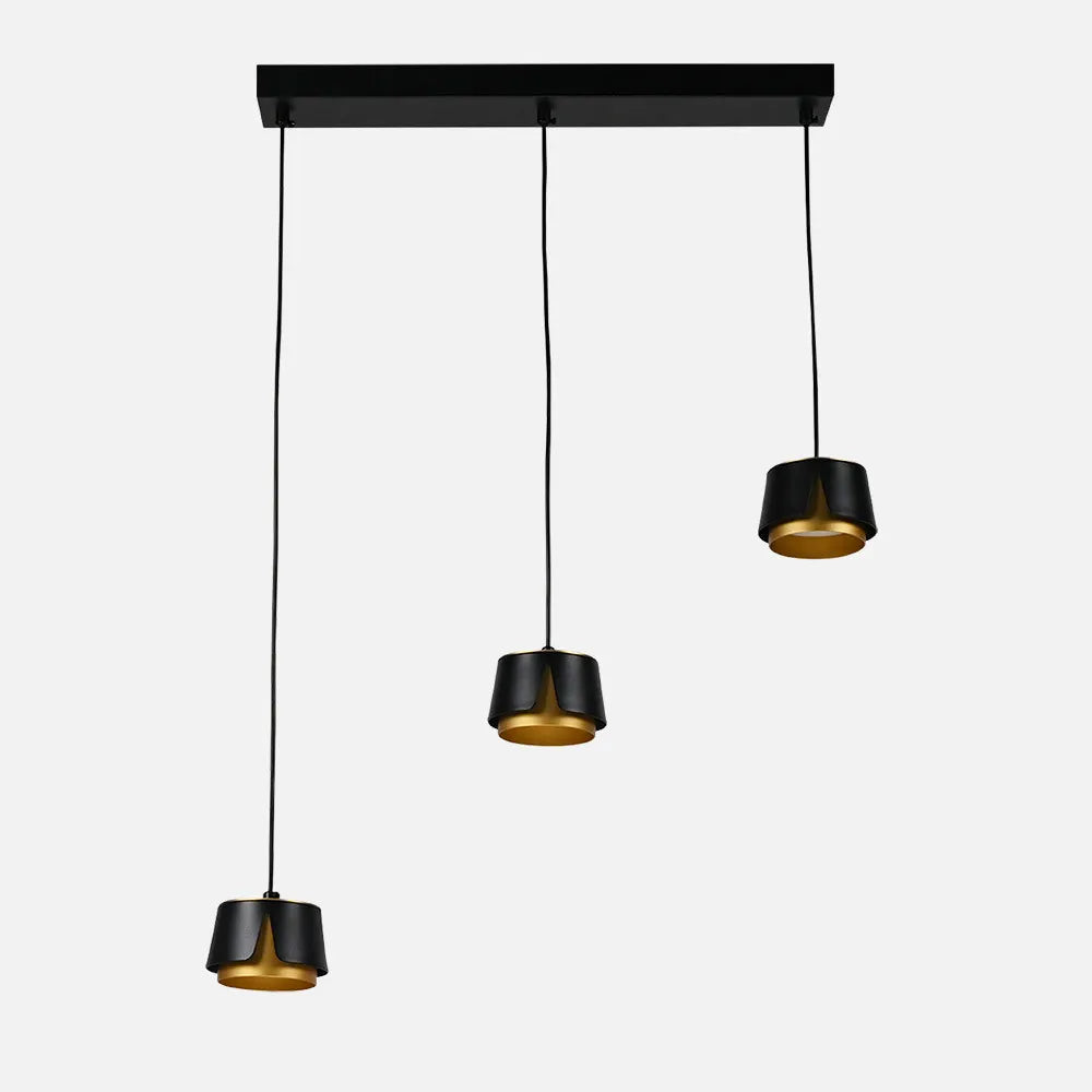 Lámpara colgante Domenica 3 X Gx53 Negro/oro 27w 4000k 2400lm Bombillas Incluidas 100x56x10cm