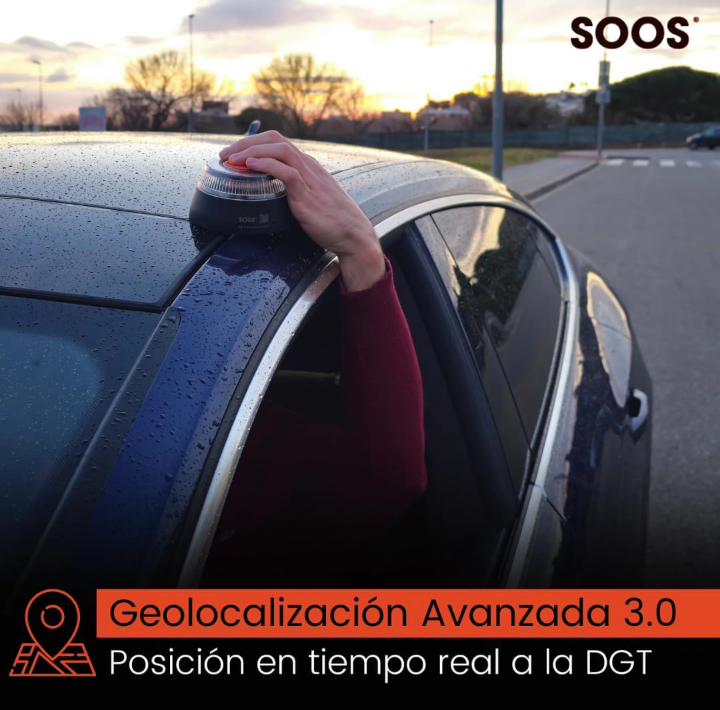 Luz Emergencia Coche Homologado DGT con Geolocalización 3.0, Aprobada por DGT. Baliza V16