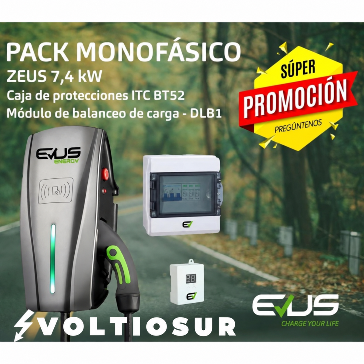 Caja de protecciones para cargador de vehículo monofásico, 230V