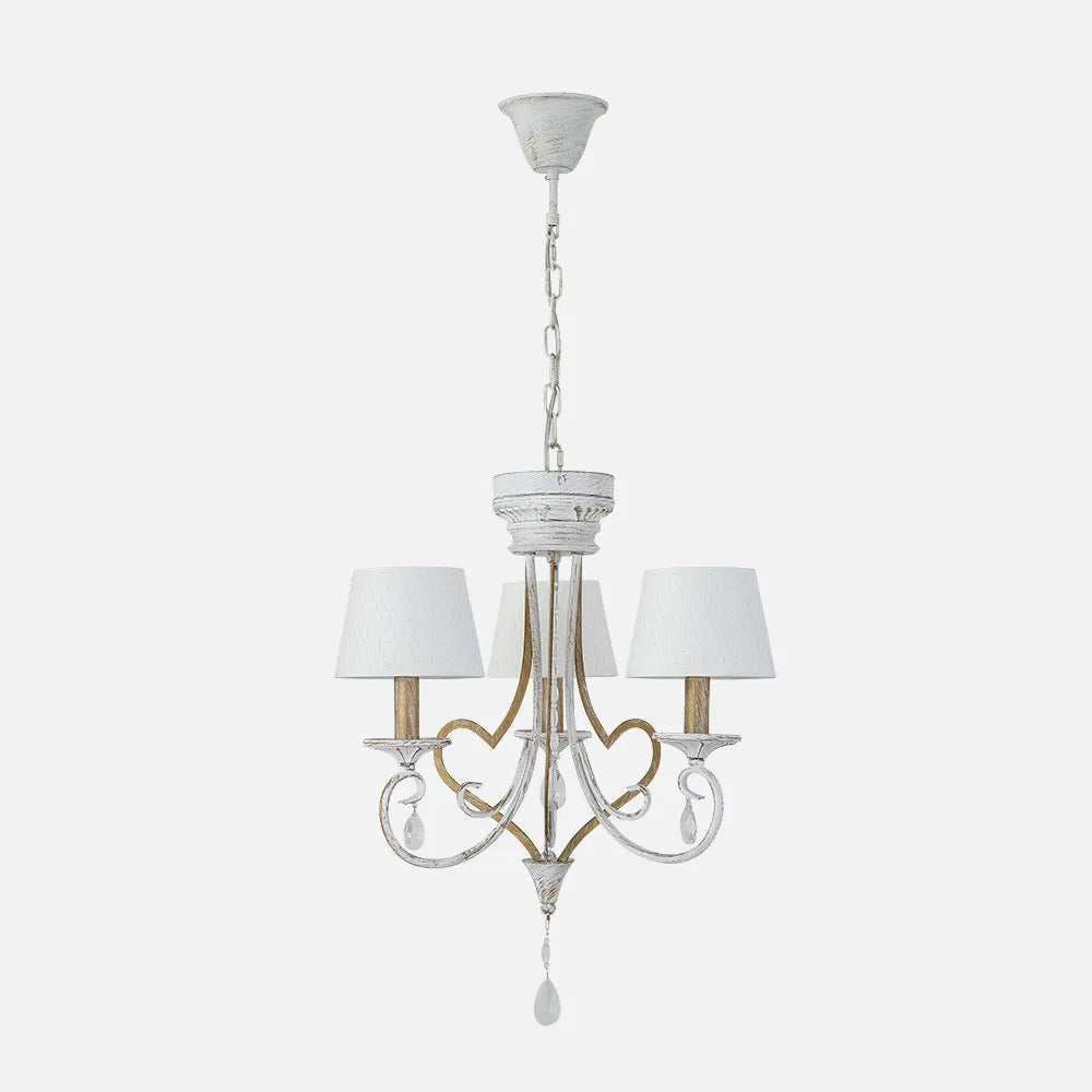 Lampara Crasas con portalámparas 3xE14 Blanco/oro Regx49x49 Cm