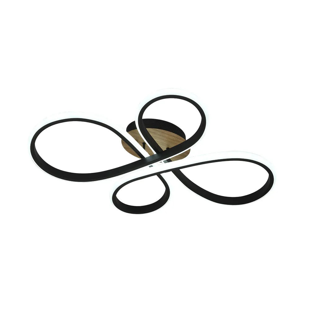 Lámpara Plafon Bandeira 88w 3000-4000-6500k Negro/madera 9680 Lm Control remoto,memoria Y Regulacion de intensidad 12x60x43cm