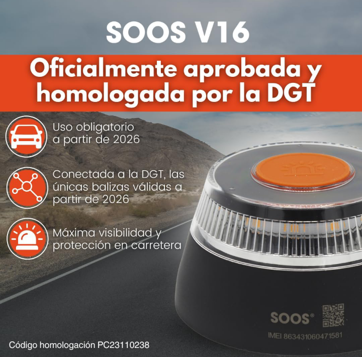 Luz Emergencia Coche Homologado DGT con Geolocalización 3.0, Aprobada por DGT. Baliza V16