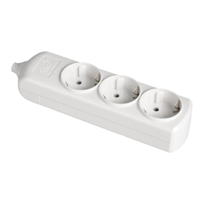 BASE MULTIPLE 3 TOMAS 2P+T,16A 250V .MAX.3680W COLOR BLANCO EMBORNAMIENTO FACIL ACCESO C/AGUJEROS FI