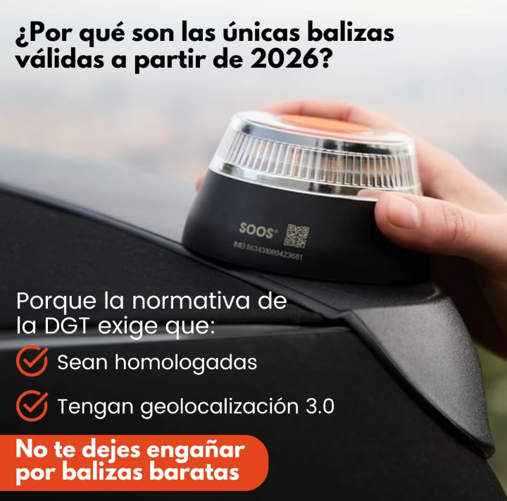 Luz Emergencia Coche Homologado DGT con Geolocalización 3.0, Aprobada por DGT. Baliza V16