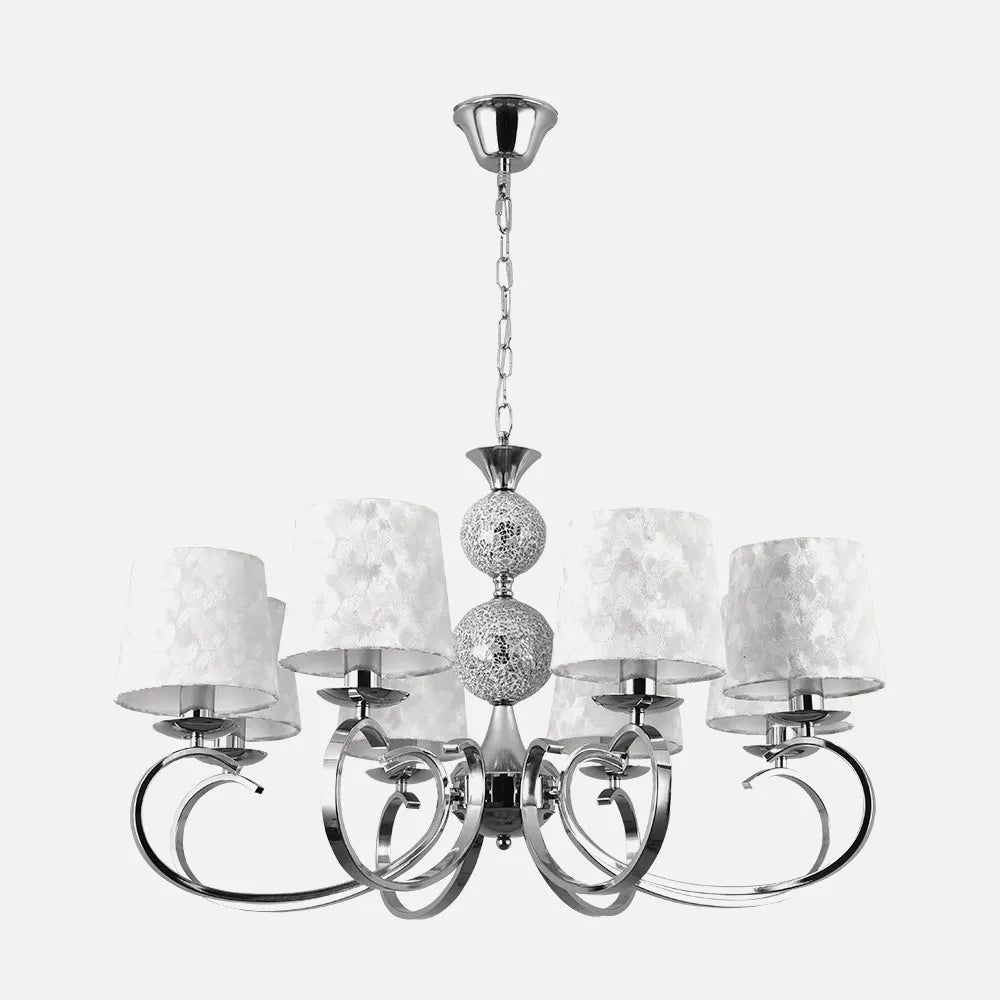 Lampara Ubeda 8xe14 Cromo Pantalla Blanca Regx76x76 Cm