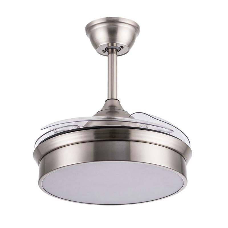 Ventilador de Techo LED Messe 72W Niquel DC Ultra Silencioso con Mando a Distancia y Palas Retráctiles