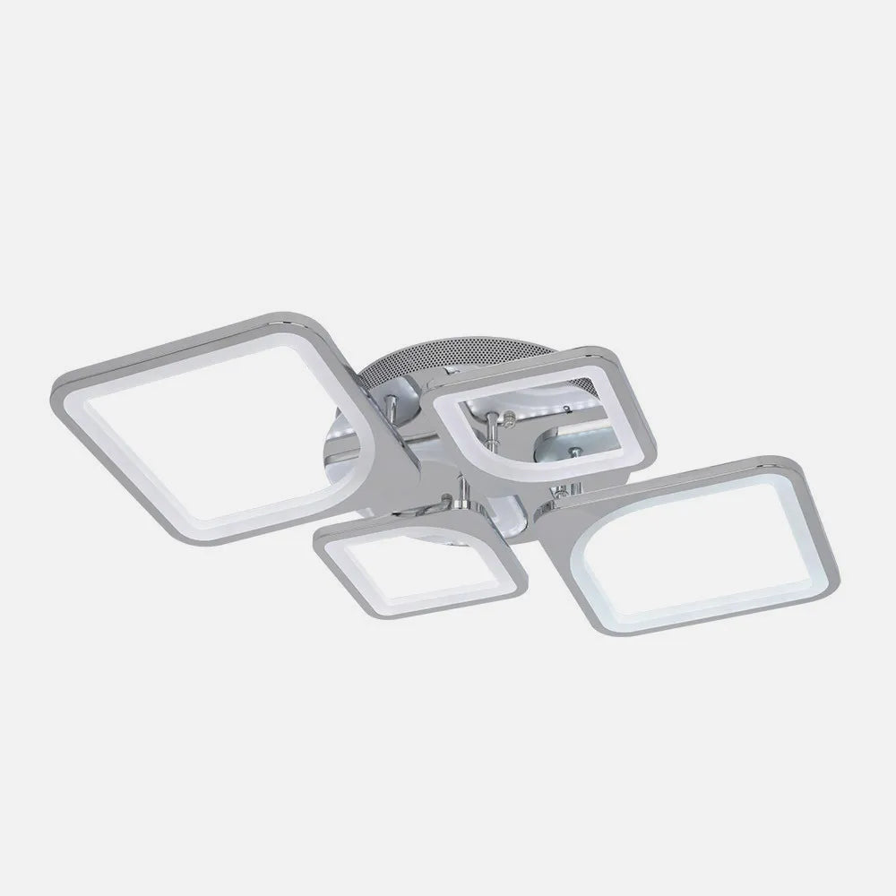 Lámpara Plafon 86w 3000-4000-6500k Cromo Elara 9x76x46 Cm 11610Lm Regulable, Memoria y Control Remoto