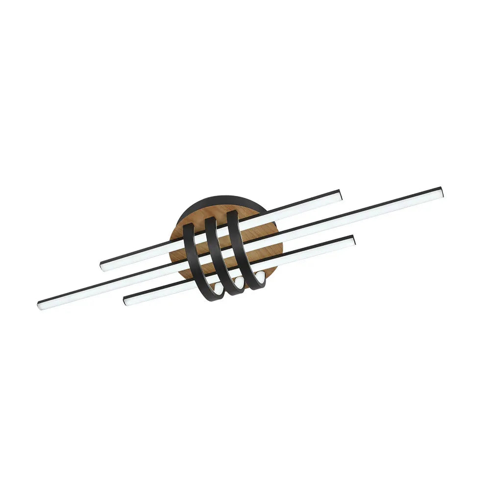 Lámpara Plafon Kirova 64w 3000-4000-6500k Negro/madera 7040lm Lm Control remoto,memoria Y Regulacion de intensidad 13,5x85,5x23,5cm