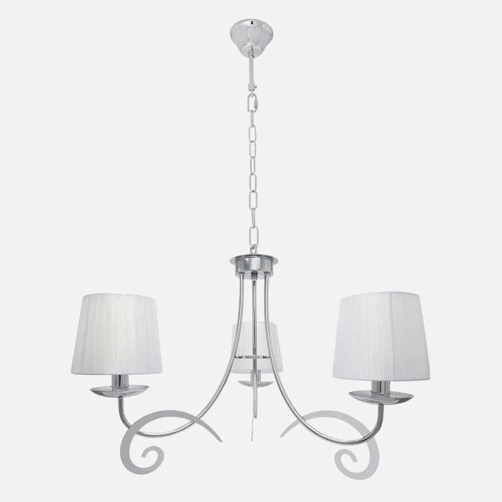 Lampara Luxor 3xe14 Cromo Pantalla Blanca Regx58x58 Cm