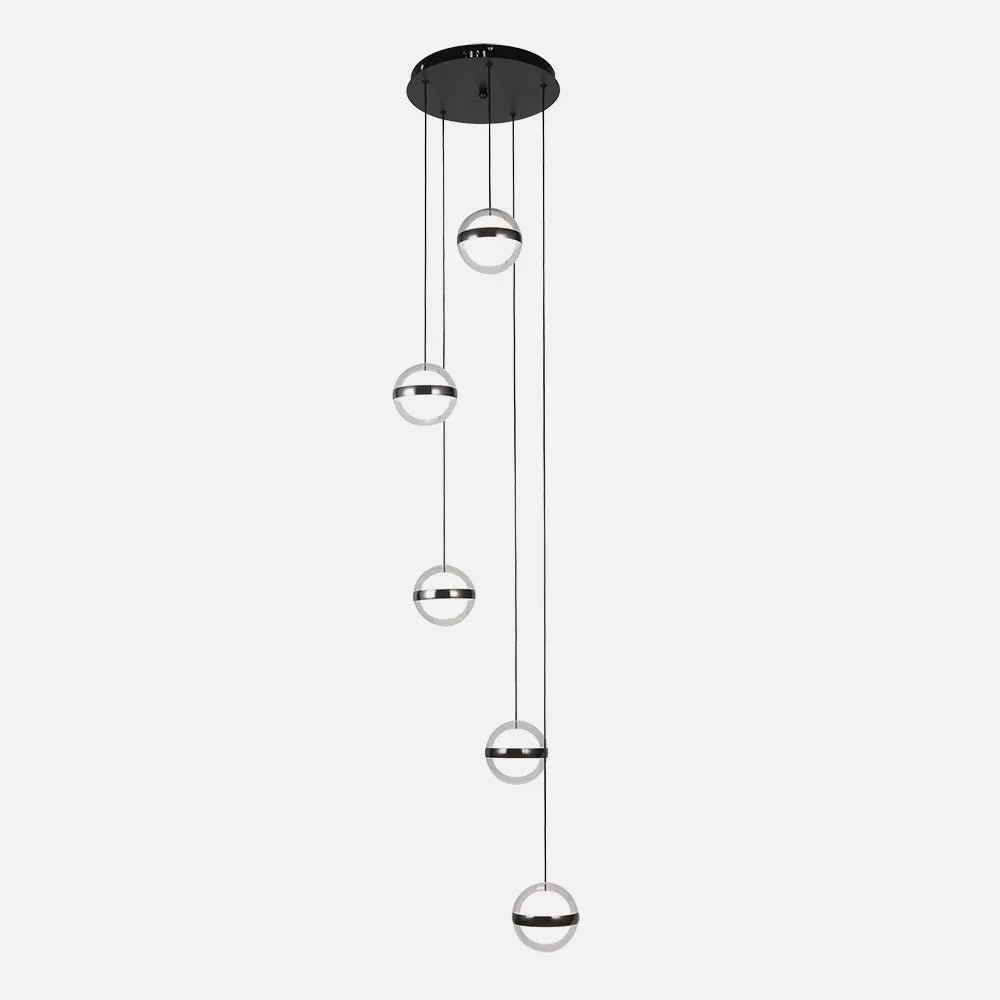 Lámpara Plafon Colgante People 5l Negro 140w 3000-4000-6000k 10920lm Remoto Y Regulacion de intensidad Regx35x35cm