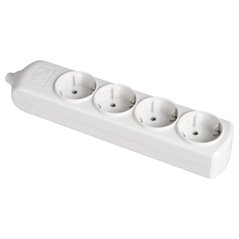 BASE MULTIPLE 4 TOMAS 2P+T,16A 250V .MAX.3680W COLOR BLANCO EMBORNAMIENTO FACIL ACCESO C/AGUJEROS FI