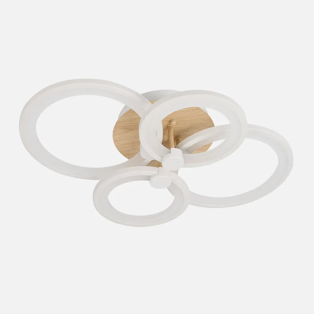 Lámpara Plafon Sydney 76w 3000-4000-6500k Blanco/madera Clara 13,5x55x41cm 10260lm Remoto,regulable,memoria