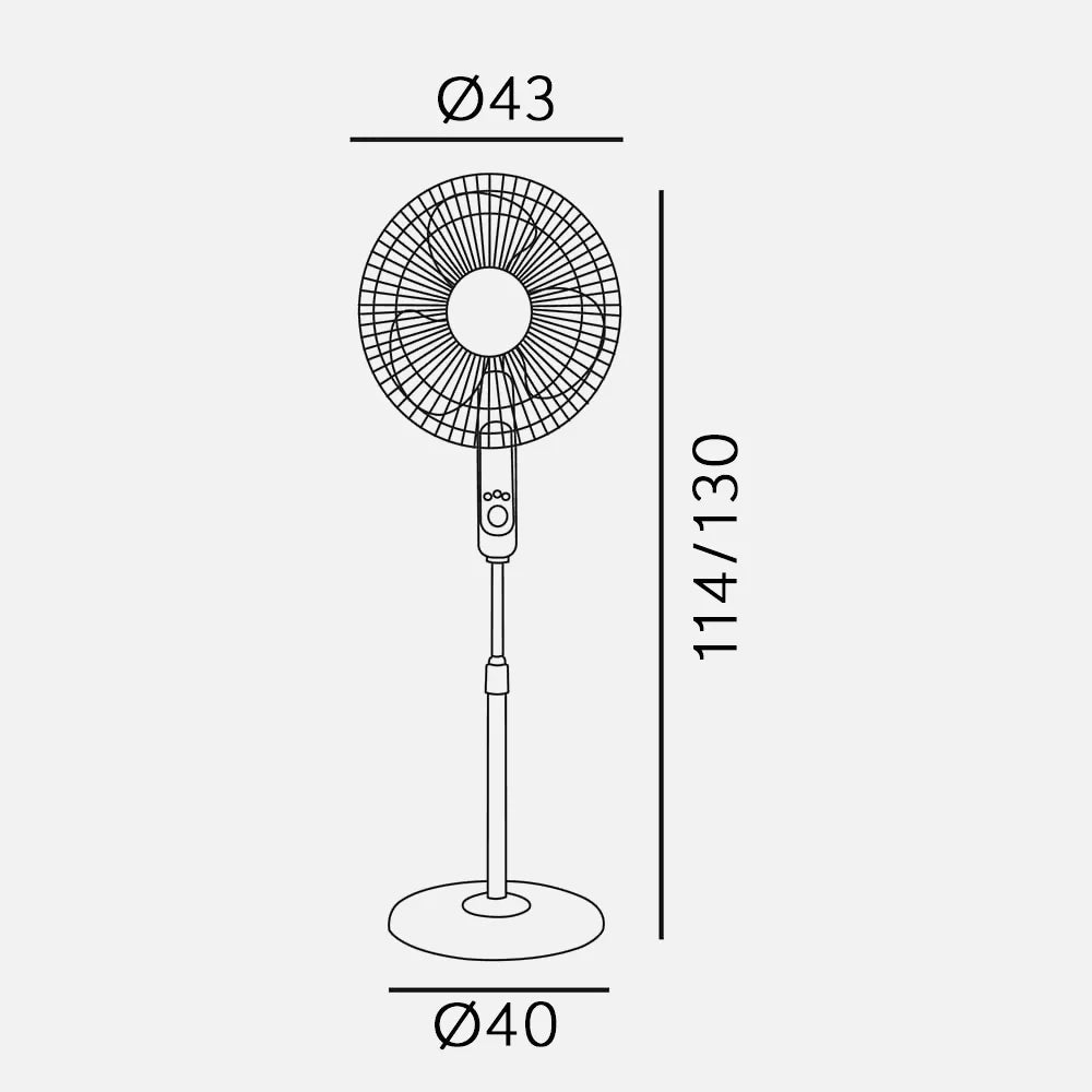 Ventilador De Pie Calma Blanco 3 Velocidades 45w. 3 Aspas 43 DC/ Remoto. temporizador 0,5h-7,5h