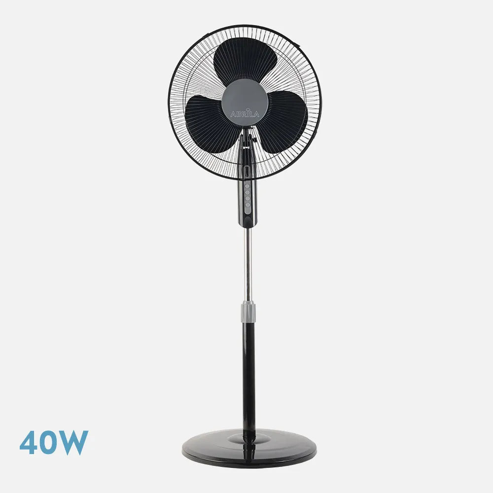 Ventilador De Pie Etesio Negro 3 Velocidades 40w Oscilante 3 Aspas blancas Regulable 43x40 Cm
