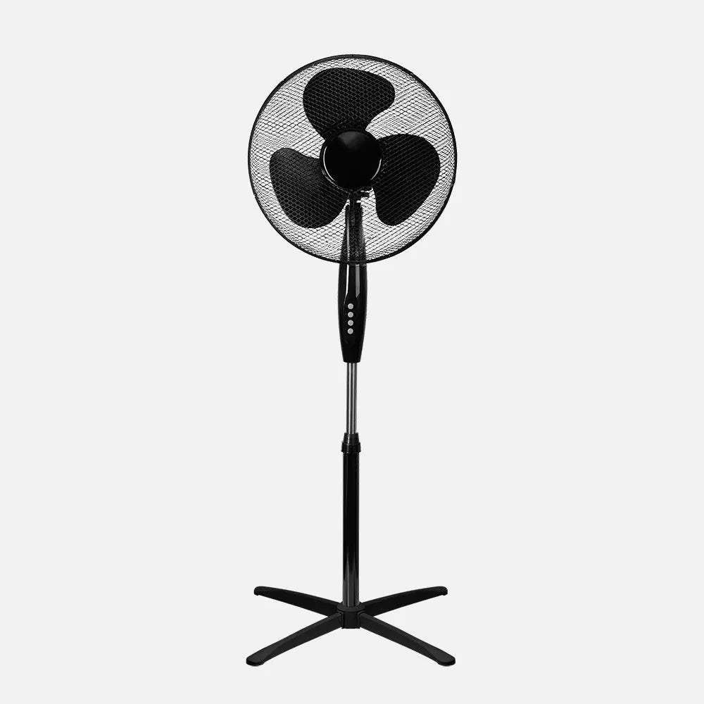 Ventilador De Pie Flip 45w Negro 3 velocidades 3 aspas 40 diámetro Orientable. Fijo Y Rotatorio Regulable 48x48cm
