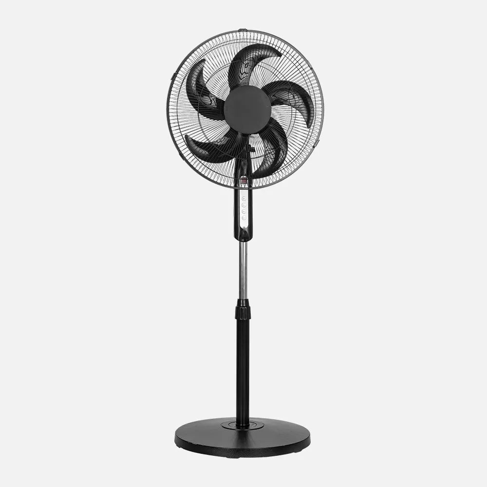 Ventilador De Pie Liberty Negro 3 velocidades 45w 5 aspas Fijo Y Rotatorio C/remoto Y Temporizador Regulable 43x43cm