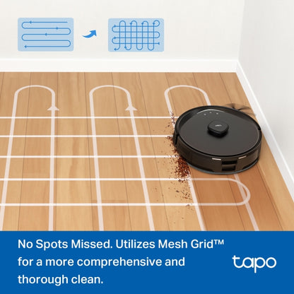 Tapo RV30 MAX - Robot Aspirador con 5300Pa, Doble Navegación LiDAR+IMU, Tasa de Recogida de Polvo Superior al 97%, IQ+ Smart Cleaning, Mapeo 3D, Control por Voz y App,sin Base de autovaciado,Negro