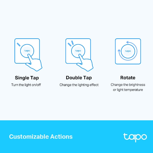 Tapo TP-Link S200D Interruptor Regulador Intensidad de Luz WiFi Inteligente, Control a Distancia, Pila de Larga Duración, Fácil Montaje, Requiere Hub