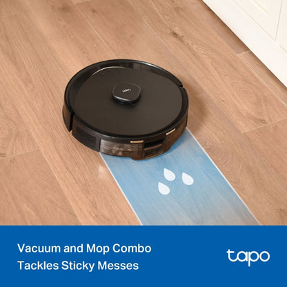 Tapo RV30 MAX - Robot Aspirador con 5300Pa, Doble Navegación LiDAR+IMU, Tasa de Recogida de Polvo Superior al 97%, IQ+ Smart Cleaning, Mapeo 3D, Control por Voz y App,sin Base de autovaciado,Negro