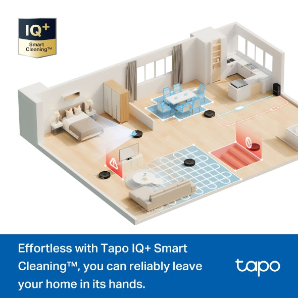 Tapo RV30 MAX - Robot Aspirador con 5300Pa, Doble Navegación LiDAR+IMU, Tasa de Recogida de Polvo Superior al 97%, IQ+ Smart Cleaning, Mapeo 3D, Control por Voz y App,sin Base de autovaciado,Negro