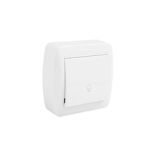 PULSADOR CAMPANA 10A 250V~ EMBORNAMIENTO POR TORNILLO.DE SUPERF.COLOR BLANCO 74X72X28MM ENTRADAS P/M