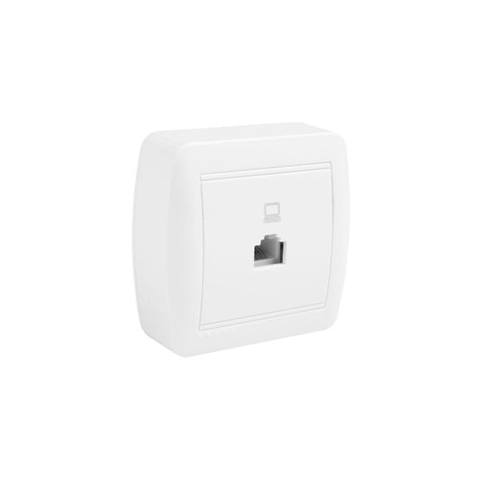 TOMA DATOS RJ45 CATEGORIA 5E SUPERF.COLOR BLANCO 74X72X28MM ENTRADAS P/MINICANAL 10X16,10X20/16X16MM