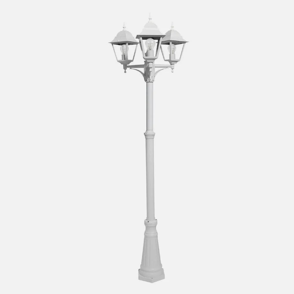 Farola Exterior Aluminio Spica 3xe27 Blanco Ip44 220x62x62 Cm Regulable En Altura