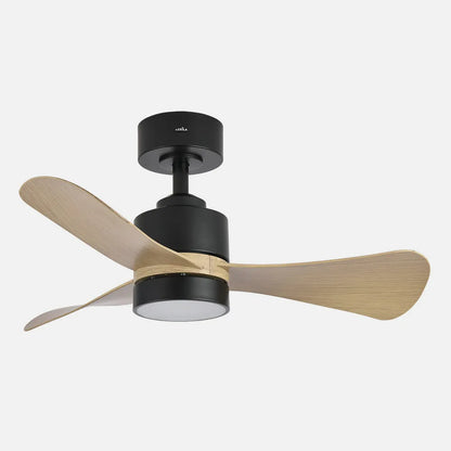 Ventilador de techo DC Zepelin 18w 1900lm Negro/madera Clara 3 aspas 91 de diámetro 3000-4000-6500K Control Remoto, memoria Y Temporizador