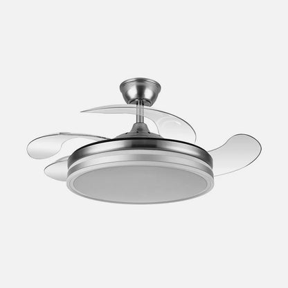 Ventilador de techo retráctil Bayomo 59w 6980lm Níquel 4 Aspas Desplegables 34,5/42x50/107 D. 3 Colores DC. remoto+Regulación de Intensidad