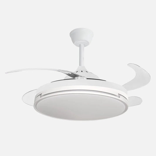 Ventilador DC Papiro 59w Blanco 4 aspas 107d 5900lm Regulación de intensidad 3000k,4000k,6000k Remoto+ Memoria+ Temporizador