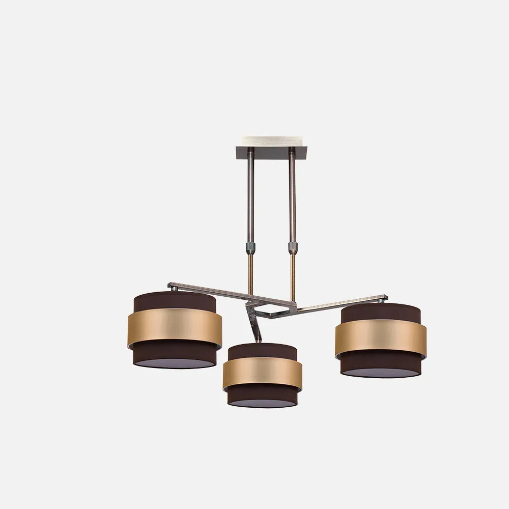 Lampara de techo Bremen Cuero/marrón-oro 3xe14 Regulable x55x55 Cm