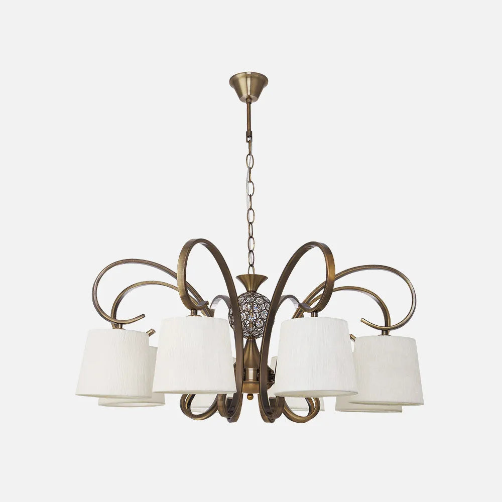 Lampara Bogota 8xe14 Cuero Pantalla Beis Regx75x75 Cm